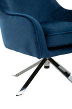 Midnight Blue Velvet Swivel Chair with Curved Back