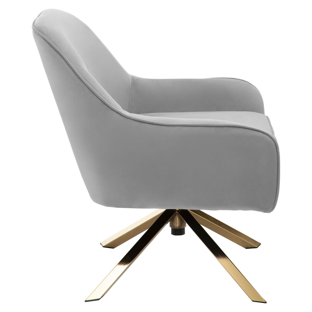 Grey Velvet Swivel Chair with Curved Back