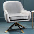 Grey Velvet Swivel Chair with Curved Back