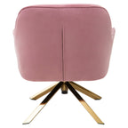 Pink Velvet Swivel Chair with Curved Back