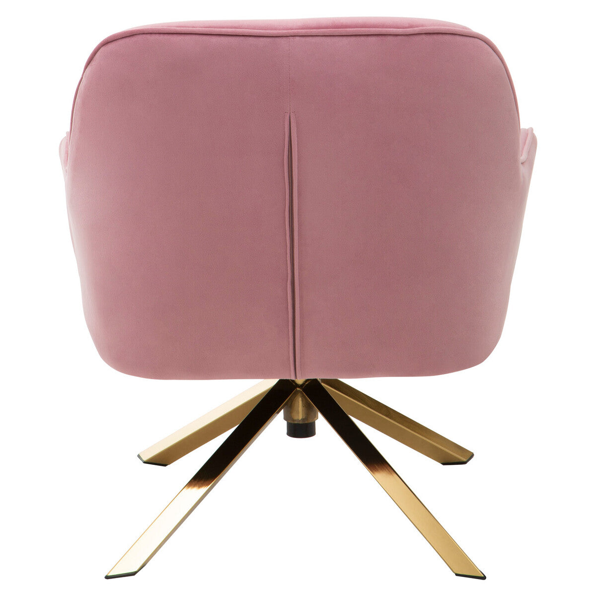 Pink Velvet Swivel Chair with Curved Back