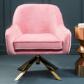 Pink Velvet Swivel Chair with Curved Back
