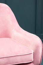 Pink Velvet Swivel Chair with Curved Back