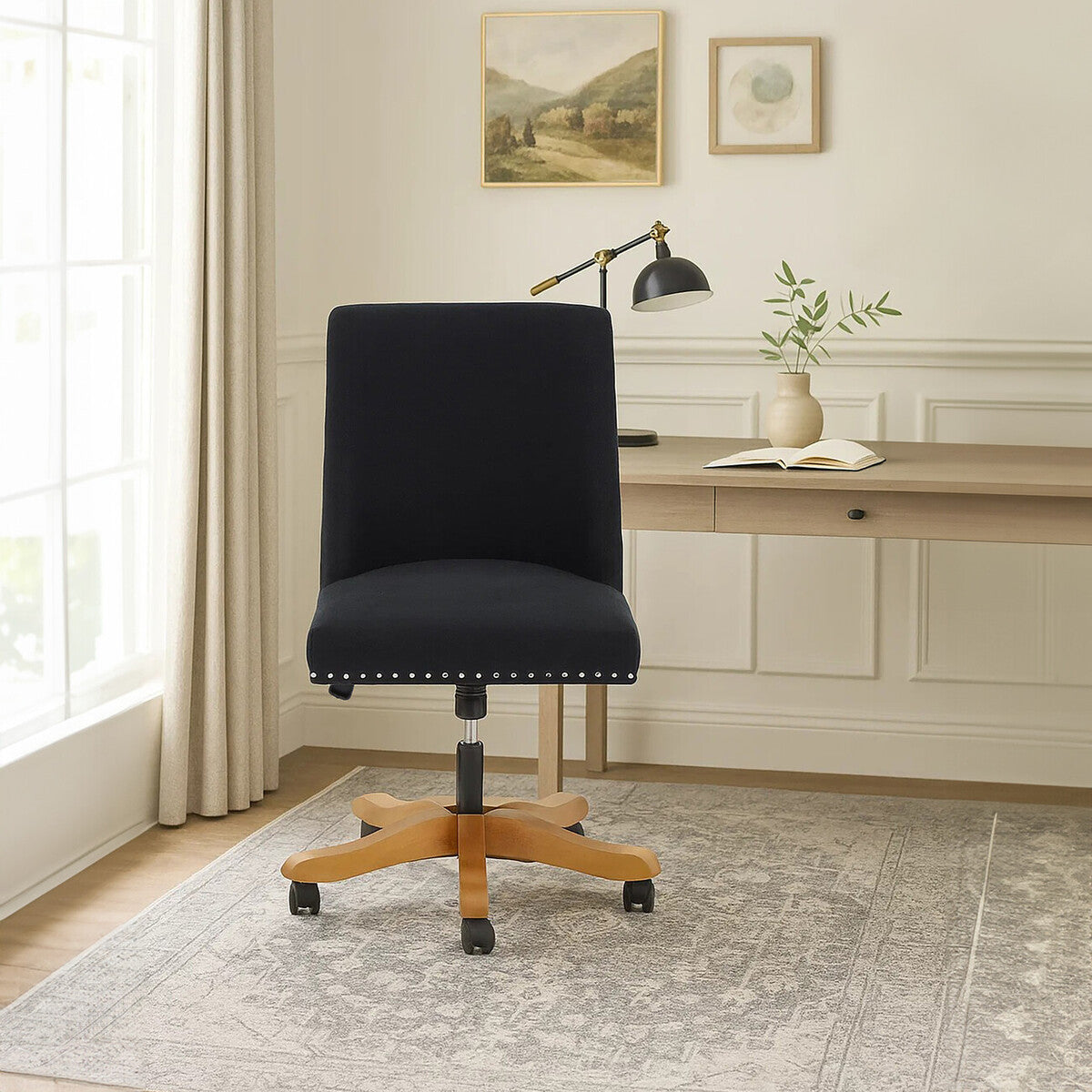 Black Fabric Home Office Desk Chair