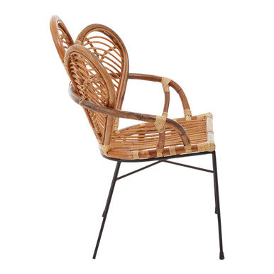Natural Rattan Armchair with Petal Design Backrest
