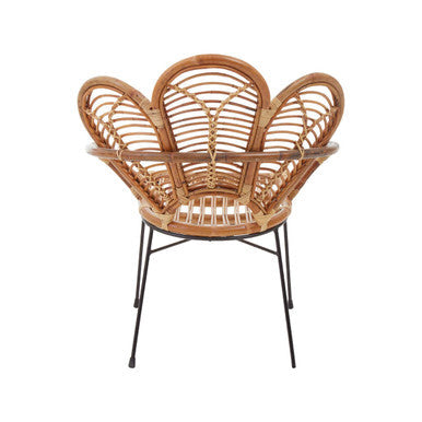 Natural Rattan Armchair with Petal Design Backrest