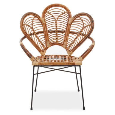 Natural Rattan Armchair with Petal Design Backrest