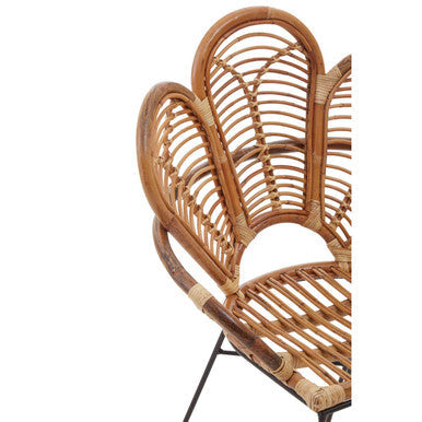Natural Rattan Armchair with Petal Design Backrest