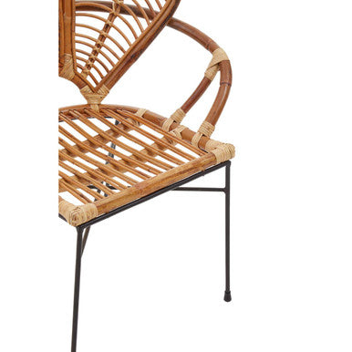 Natural Rattan Armchair with Petal Design Backrest