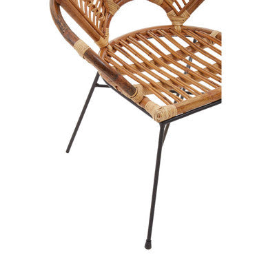 Natural Rattan Armchair with Petal Design Backrest