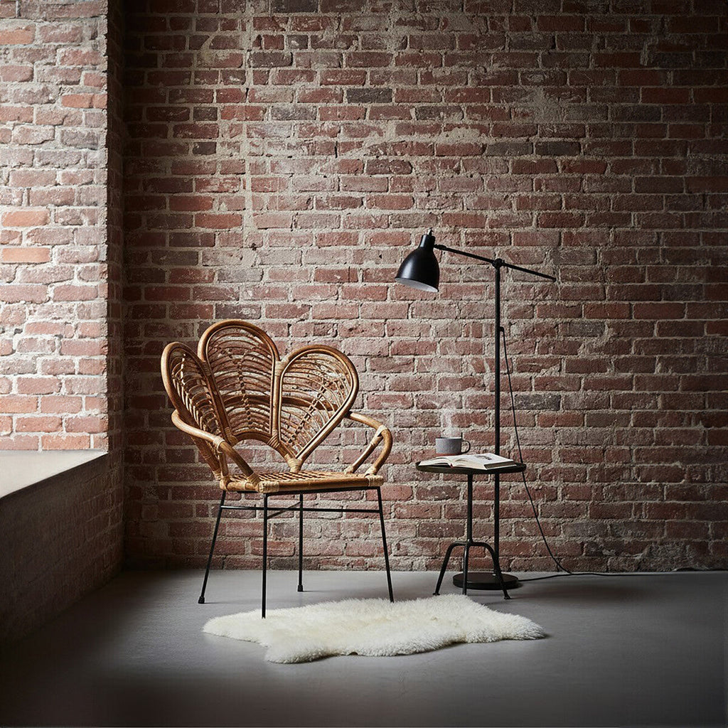 Natural Rattan Armchair with Petal Design Backrest