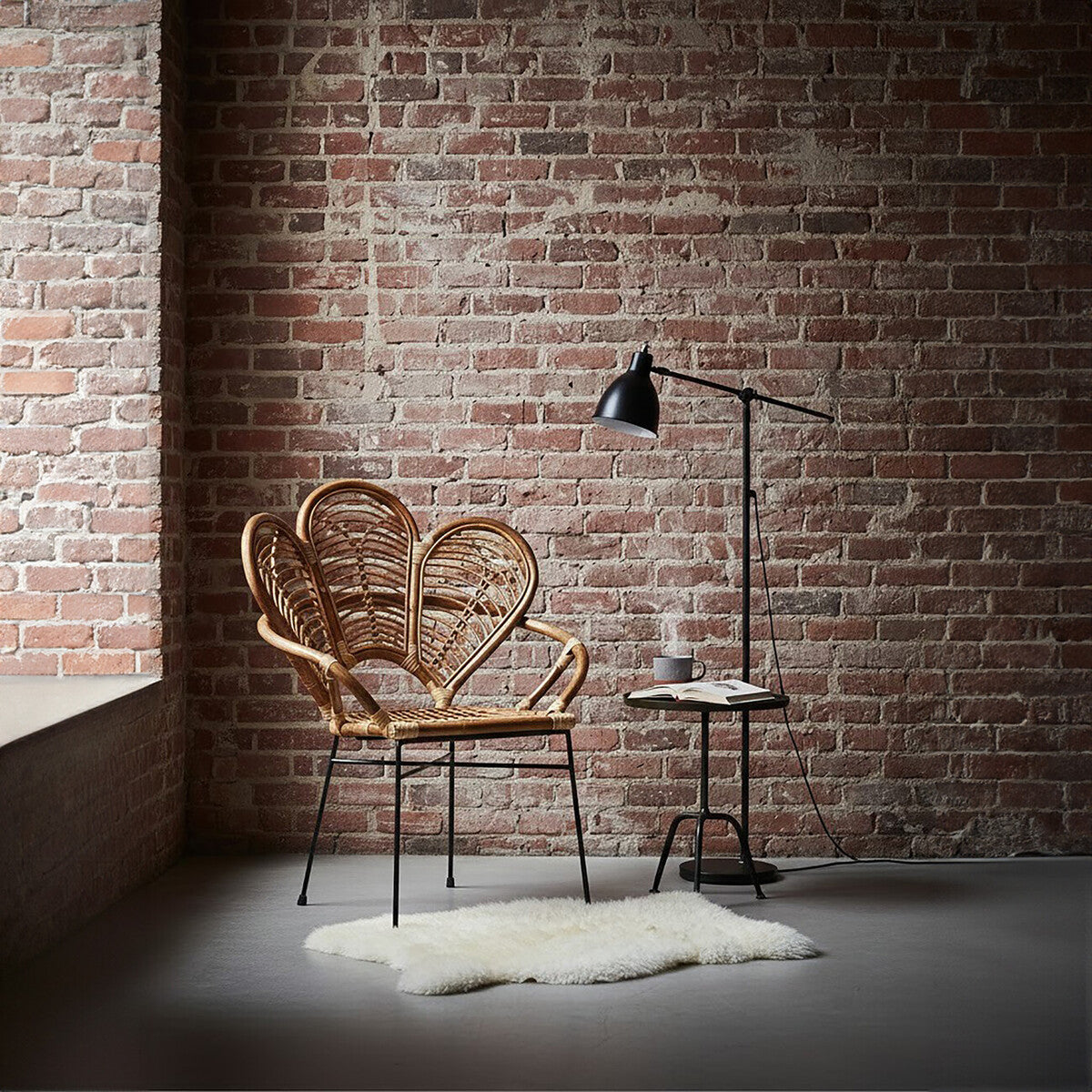Natural Rattan Armchair with Petal Design Backrest