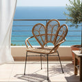 Natural Rattan Armchair with Petal Design Backrest