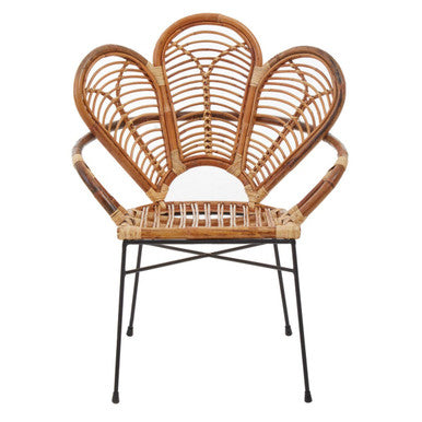 Natural Rattan Armchair with Petal Design Backrest