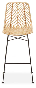 Rattan Bar Chair with Dark Legs