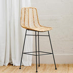 Rattan Bar Chair with Dark Legs