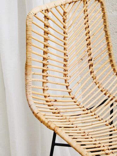 Rattan Bar Chair with Dark Legs