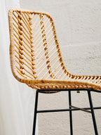Rattan Bar Chair with Dark Legs