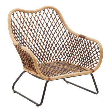 Black Iron Chair with Open Weave Design