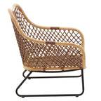 Black Iron Chair with Open Weave Design