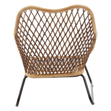 Black Iron Chair with Open Weave Design