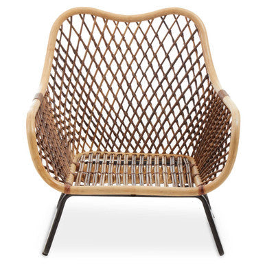 Black Iron Chair with Open Weave Design