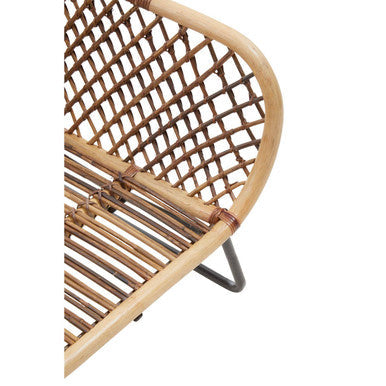 Black Iron Chair with Open Weave Design