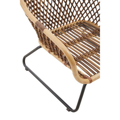 Black Iron Chair with Open Weave Design