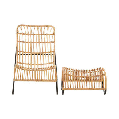 Rattan Chair and Footstool Set