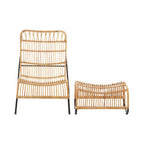 Rattan Chair and Footstool Set