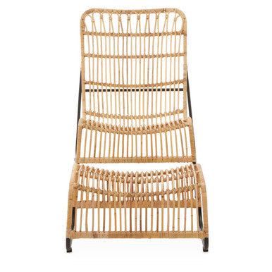 Rattan Chair and Footstool Set