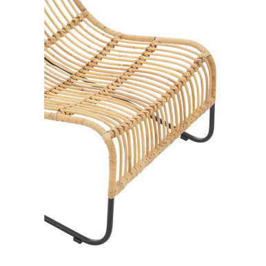Rattan Chair and Footstool Set