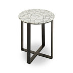 Marble Top Side Table With Black Iron Stand