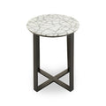 Marble Top Side Table With Black Iron Stand