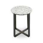 Marble Top Side Table With Black Iron Stand