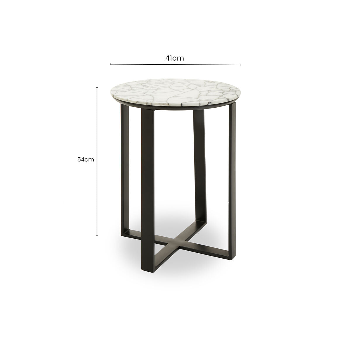 Marble Top Side Table With Black Iron Stand