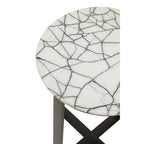 Marble Top Side Table With Black Iron Stand