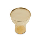 Retro Amber Glass Side Table with Gold-Tone Metal Frame