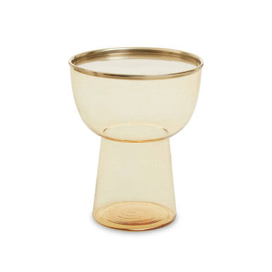 Retro Amber Glass Side Table with Gold-Tone Metal Frame