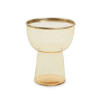 Retro Amber Glass Side Table with Gold-Tone Metal Frame