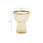 Retro Amber Glass Side Table with Gold-Tone Metal Frame