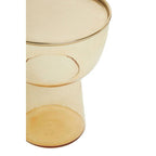 Retro Amber Glass Side Table with Gold-Tone Metal Frame