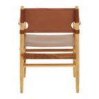 Handcrafted Teak Chair with Antique Brown Leather