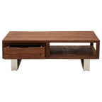 Acacia Wood Coffee Table with Drawer