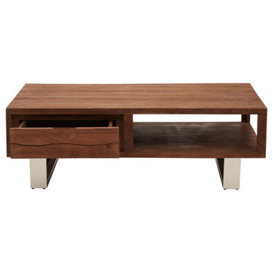 Acacia Wood Coffee Table with Drawer