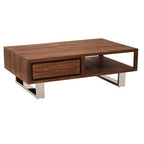 Acacia Wood Coffee Table with Drawer