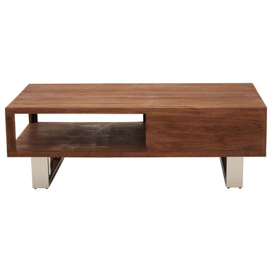 Acacia Wood Coffee Table with Drawer
