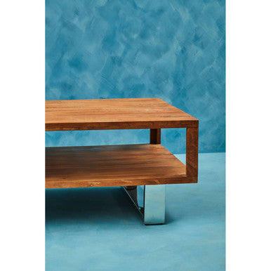 Acacia Wood Coffee Table with Drawer