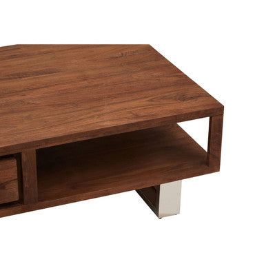 Acacia Wood Coffee Table with Drawer