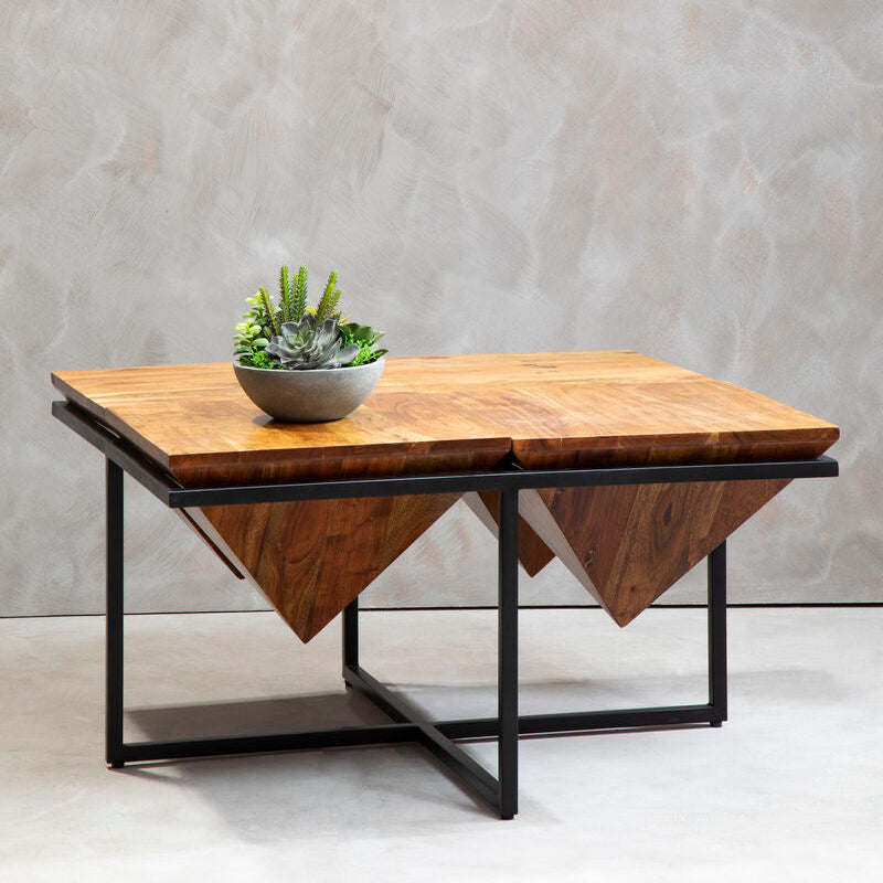 Acacia Wood Pyramid Coffee Table